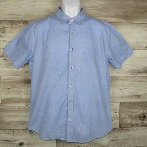 SQ Wear*‎ Men's Short Sleeve Button Down Curved Hem Chest Pocket Shirt~ Size XL